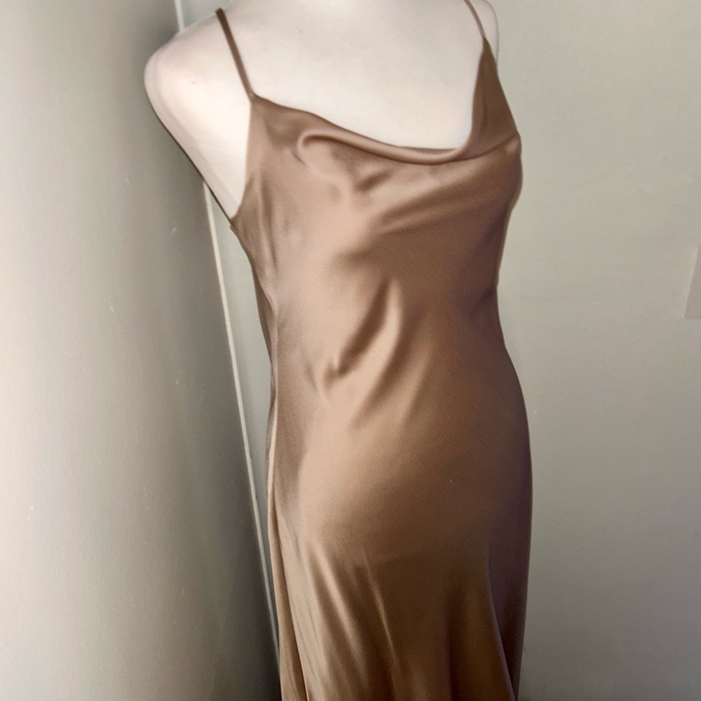 Show Me Your MuMu Taupe Floor Length Formal Prom Special Occassion Slip Dress - Picture 5 of 14